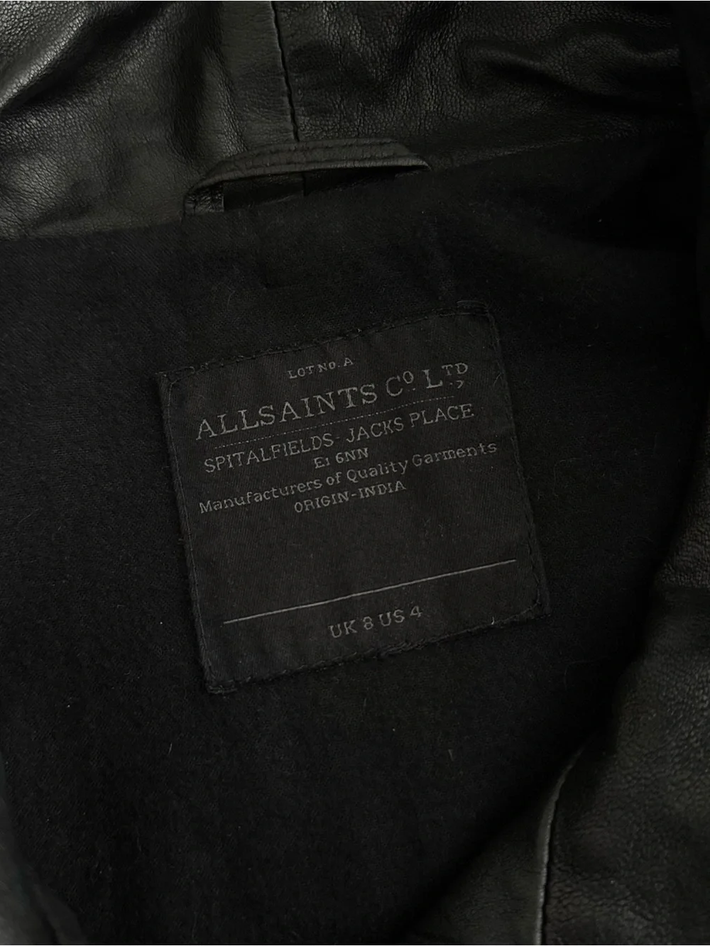 All Saints Vintage Black Leather Asymmetric Zip Jacket - Picture 3 of 16